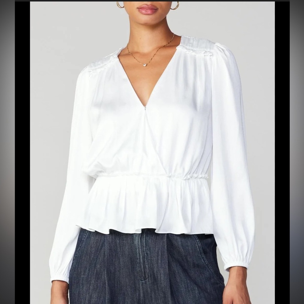 Cloth & Stone White Wrap Blouse
